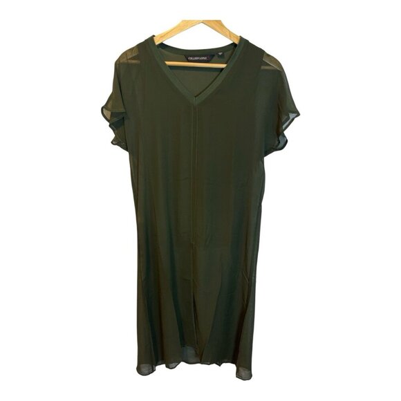 Colleen Lopez Maxi Tunic with Knit Underlayer Size XS Dark Elm NWOT - Picture 2 of 8